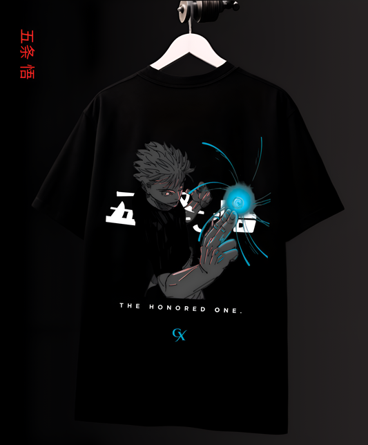 THE HONORED ONE 2.0 - GOJO OVERSIZED FIT BLACK T-SHIRT