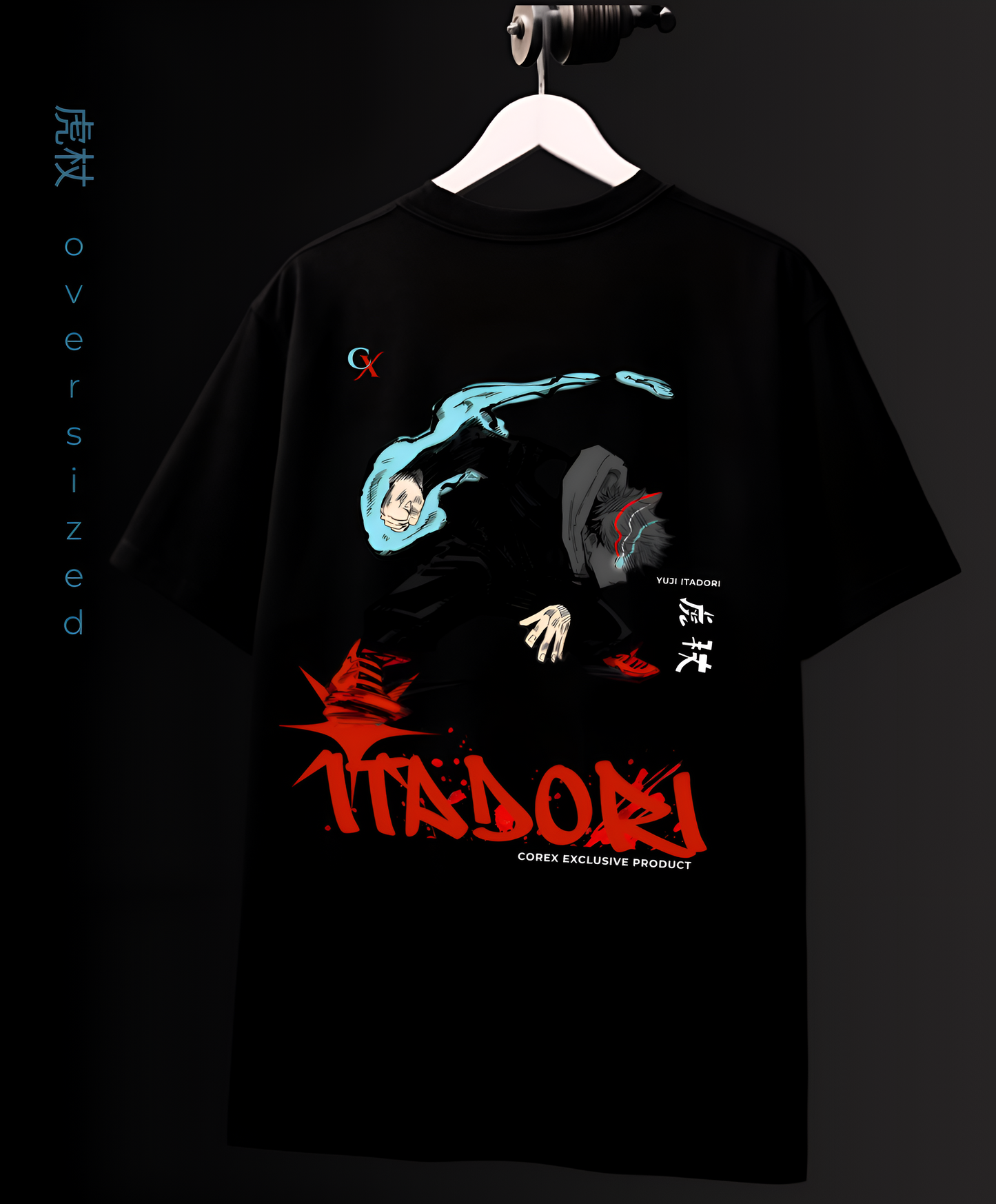 LIMITLESS - YUJI ITADORI OVERSIZED FIT BLACK T-SHIRT